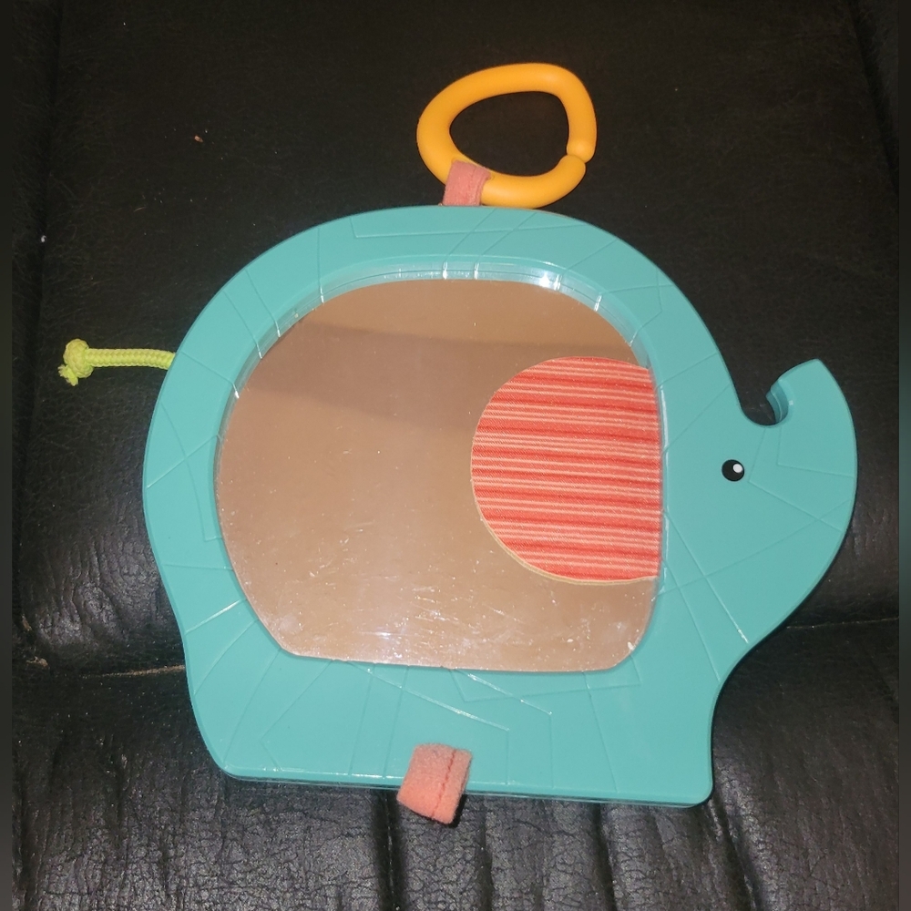 GUC Elephant Mirror Hanging Toy for Babies Teal and Orange